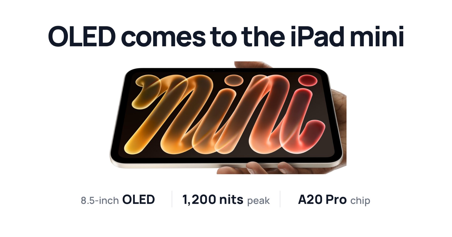 Side-by-side comparison of the new 8.5-inch OLED iPad mini display specs and the outgoing 8.3-inch LCD model